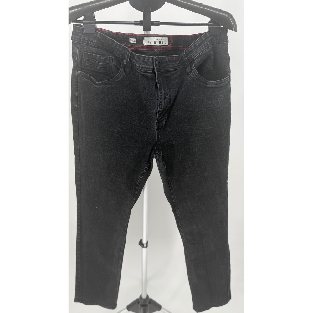 Artful Rebel Black‎ Jeans Mens 38x32 Straight Fit Washed Denim Urban Streetwear